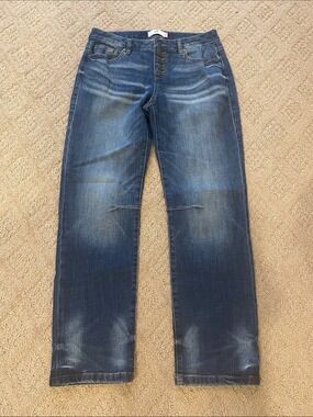 CAbi Dark Washed Relaxed Jeans with Button Fly